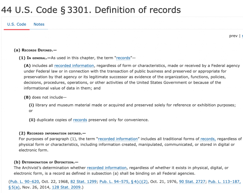 Current legal definition of records as of 2020 includes records in physical, digital or electronic form.
