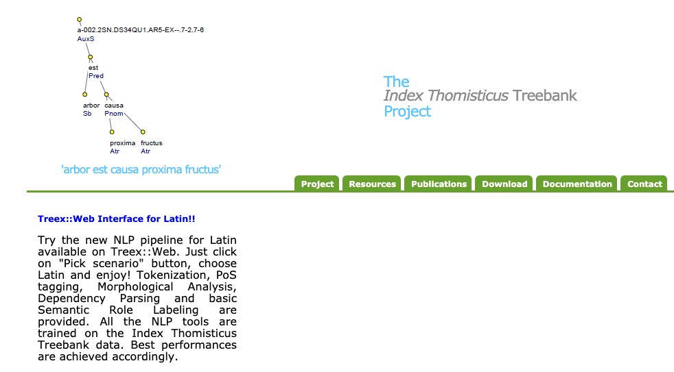 Screenshot of the Index Thomisticus Treebank project as of September 2020.