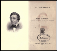 Title page and frontispiece of Thoreau's Excursions