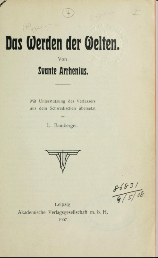 Title page of Das Werden der Welten
