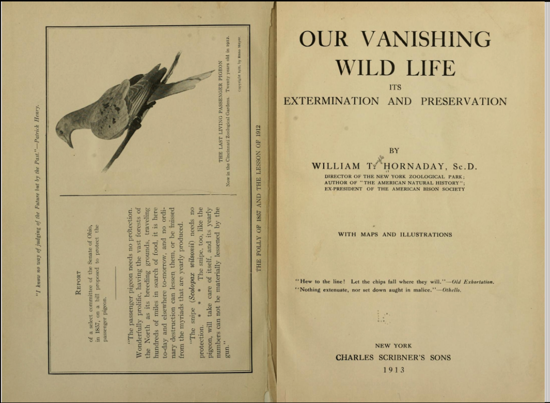 title page and frontispiece of Our Vanishing Wild Life
