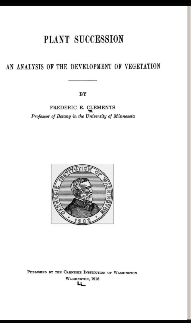 Title page of Clements Plant Succession