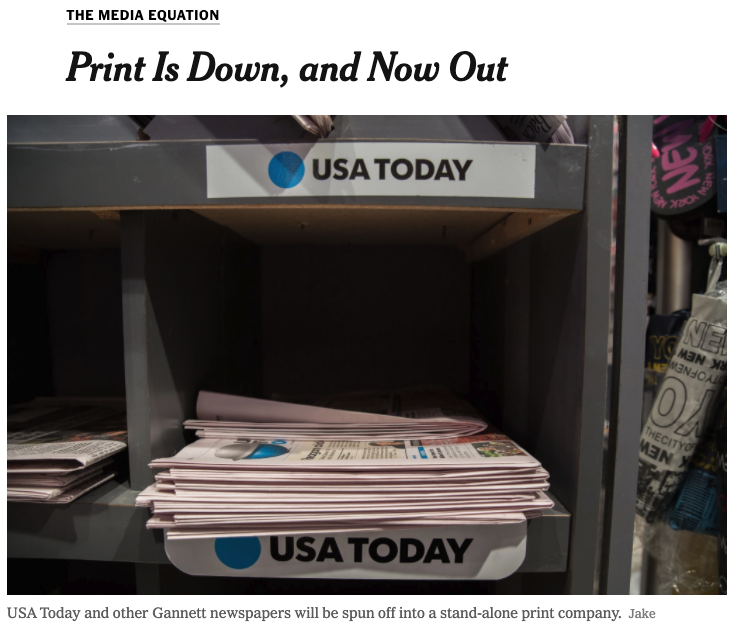 NY Times Print is Down and Now Out