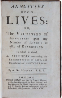 Title page of Moivres Annuities upon Lives (1725)
