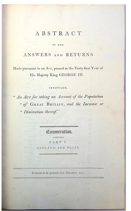 Title page of first English census