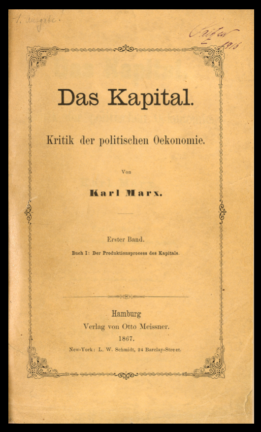 Upper printed wrapper of the first edition of the first volume of Das Kapital.