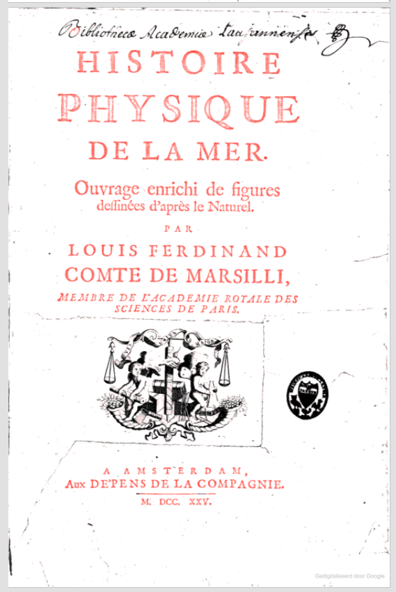 Title page of Marsigli's Histoire physique de la mer