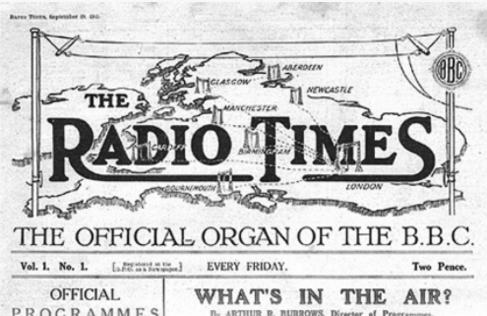 Masthead of the first of The Radio Times issued by the BBC