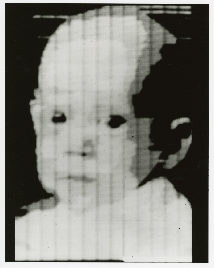 The first image ever scanned on this machine was a 5 cm square photograph of Kirsch's then-three-month-old son, Walden.