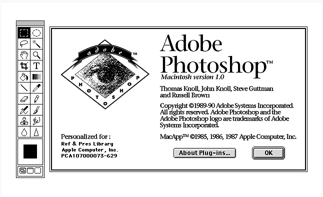 Screenshot of Adobe Photoshop 1.0.