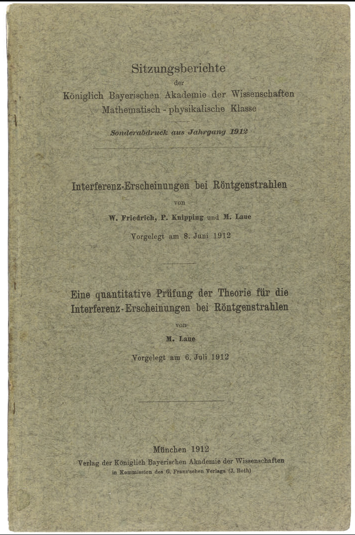 Upper cover of Laue, nterferenz-Erscheinungen bei Röntgenstrahlen  (1912)