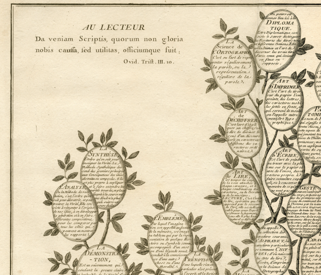 Detail of the upper corner of the image showing examples of the annotation for each "leaf"