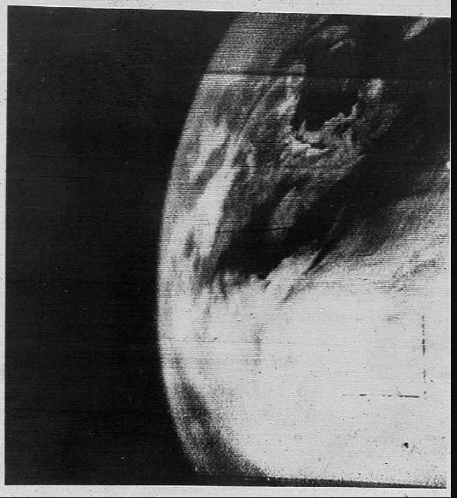  First television image of Earth from space. Taken from TIROS-1.