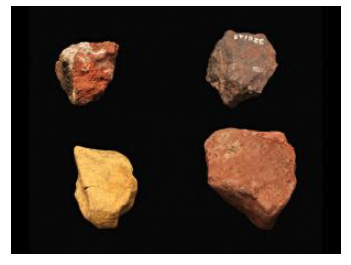 Pieces of ocher discovered at Qafzeh, Israel