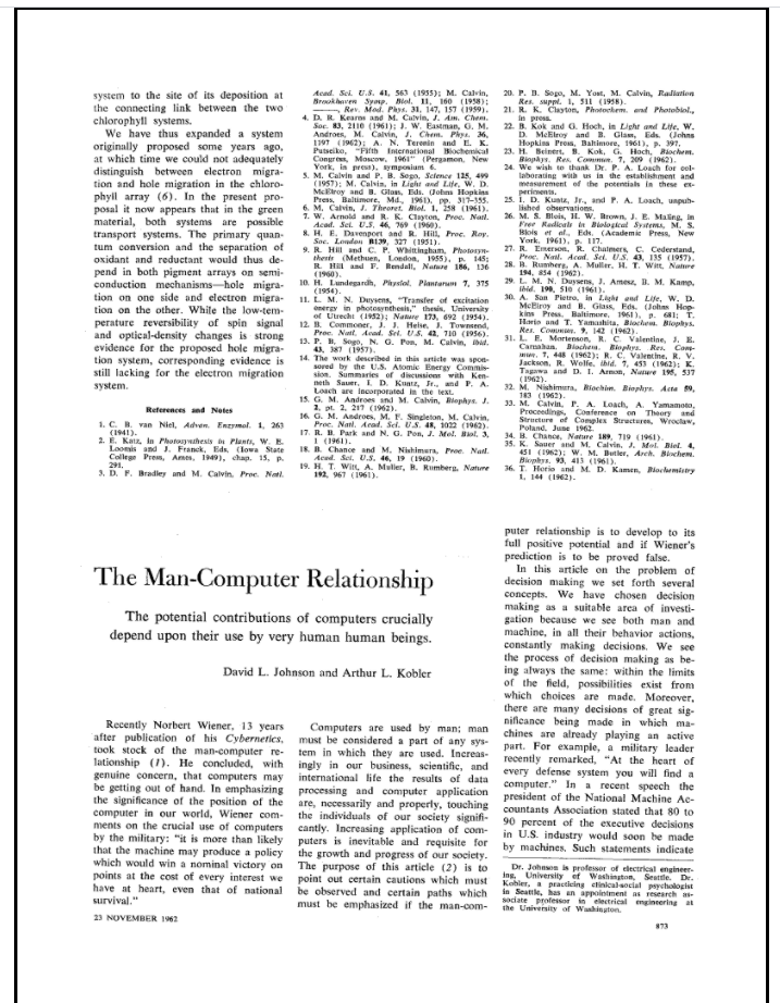 First page of "The Man-Computer Relationship"