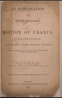 Adams' An Explanation of the observed irregularities in the motion of Uranus title page