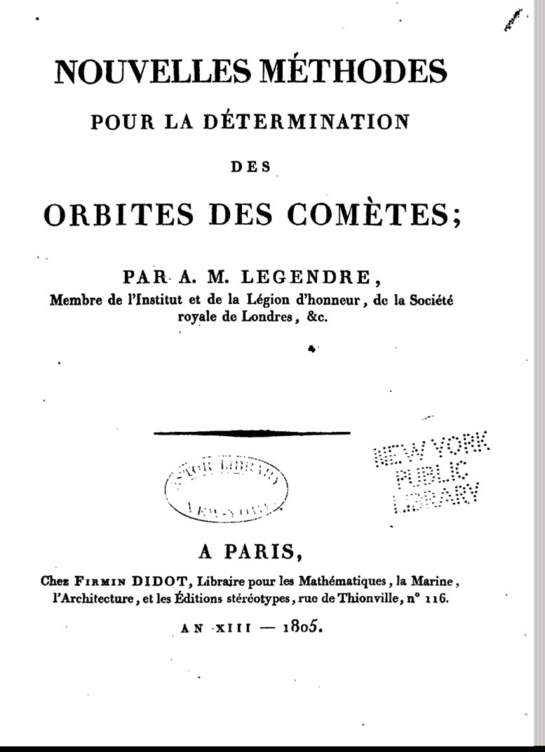 Title page of Legendre's Nouvelles methodes