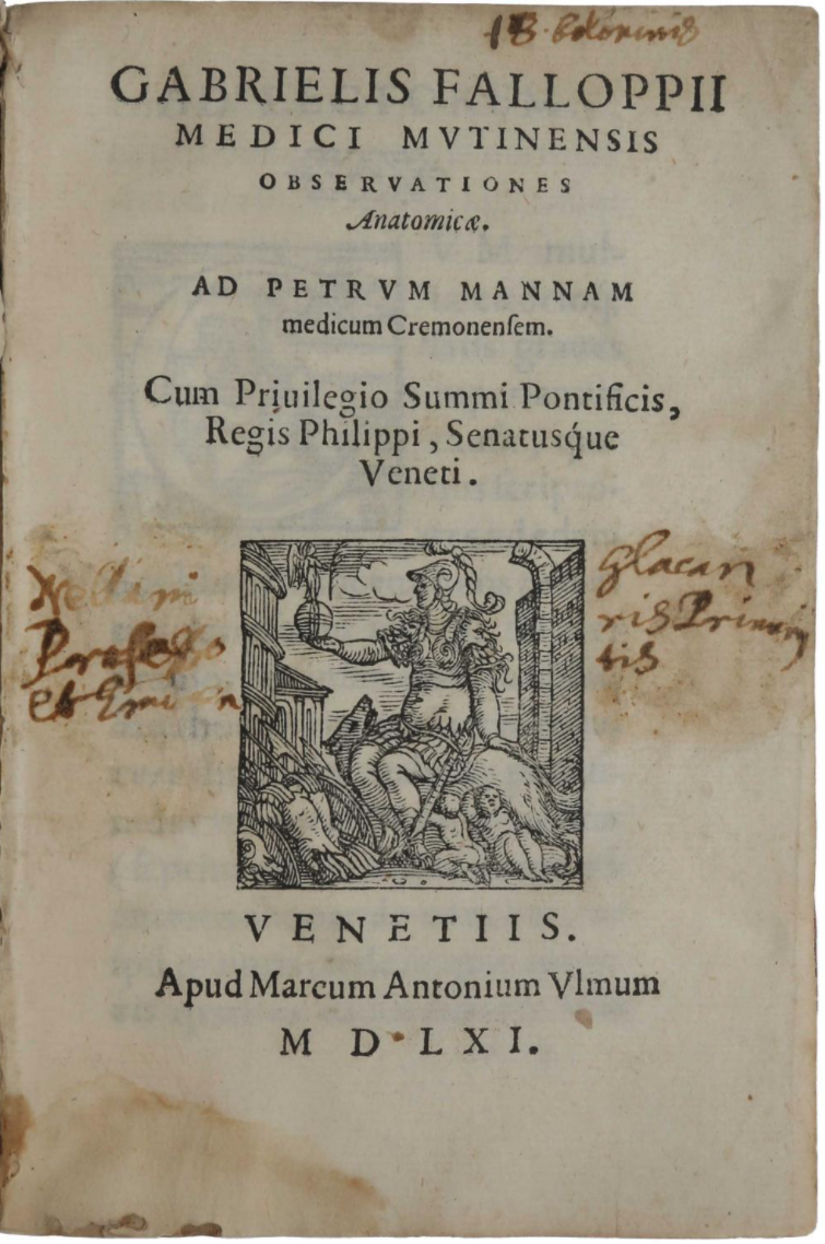 Title page of Fallopio's Observationes anatomicae