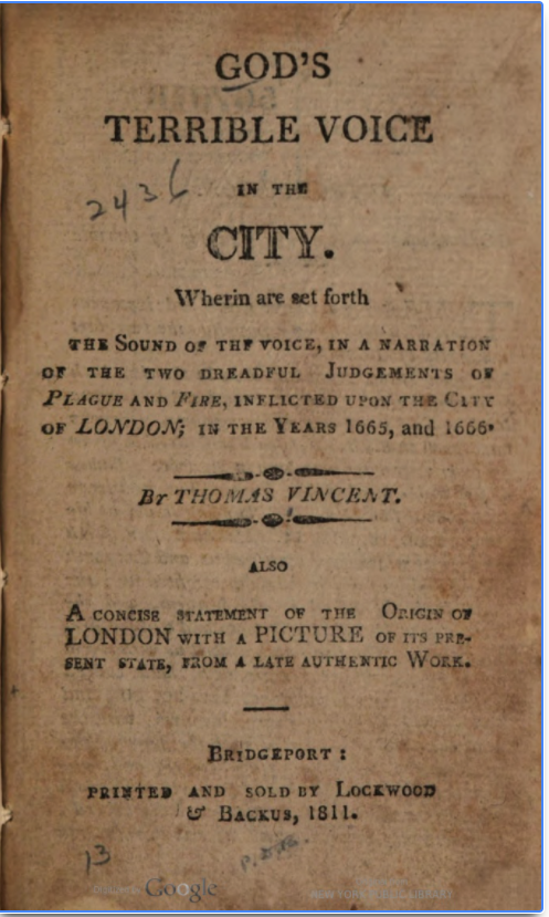 The Bridgeport, Connecticut edition of Thomas Vincent's tract, originally published in 1667,