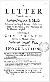 Title page of James Jurin's Letter (1723)