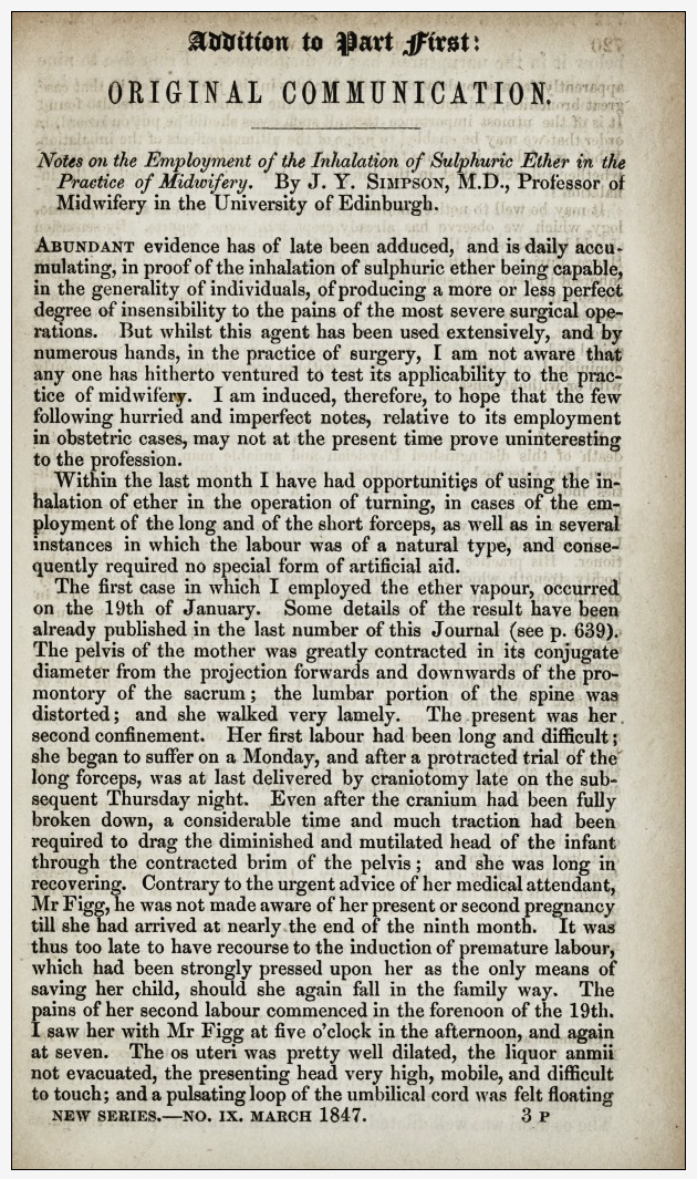 First page of the original journal appearance of Simpson's paper.