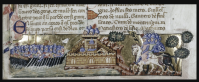 Attack of the Crusaders on Constantinople. Miniature in a manuscript of 9 La Conquête de Constantinople by Geoffreoy de Villehardouin, Venetian ms. circa 1330. Bodleian MS. Laud Misc. 587 fol