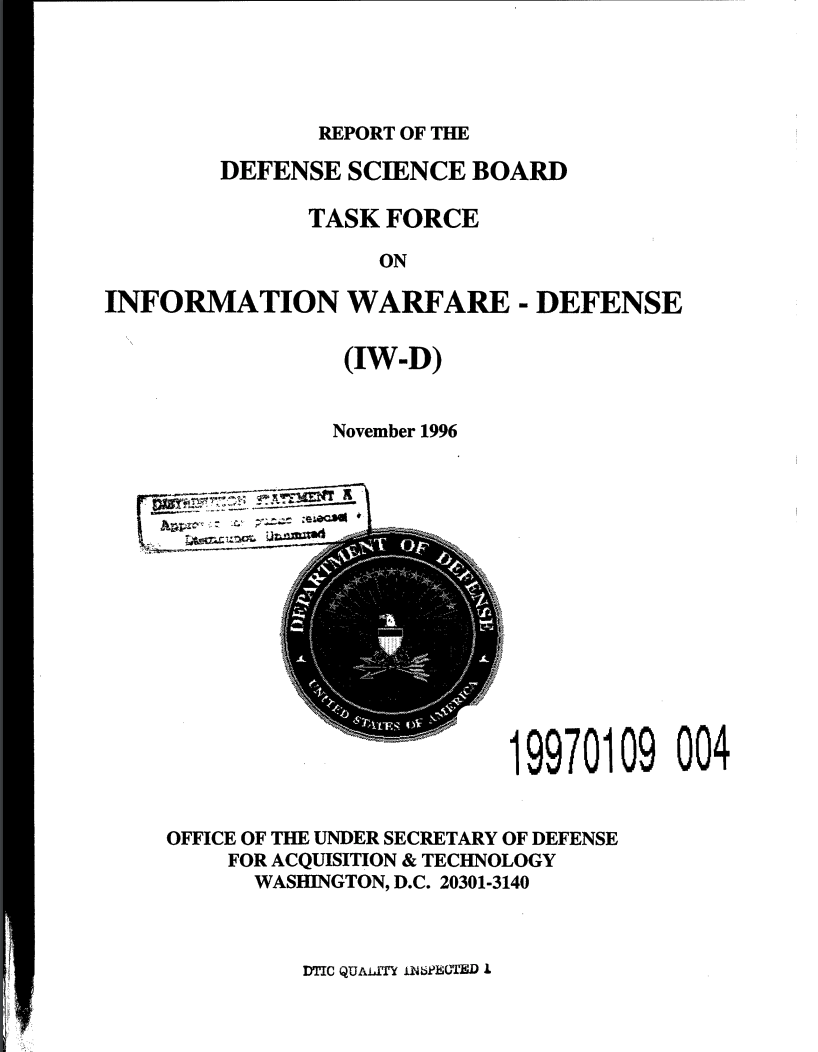 Cover of Government Report on Information Warfare-Defense
