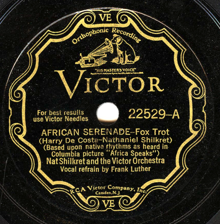 Victor "scroll" label from 1930, featuring the company's house band directed by Nathaniel Shilkret