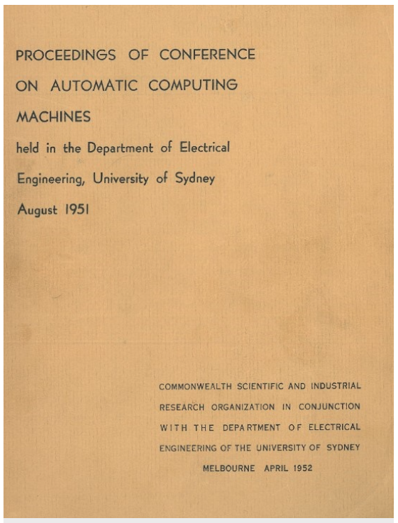 Cover of the Proceedings of Conference on Automatic Computing Machines, University of Sydney