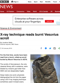 BBC News X-ray technique reads burnt Vesuvius scroll