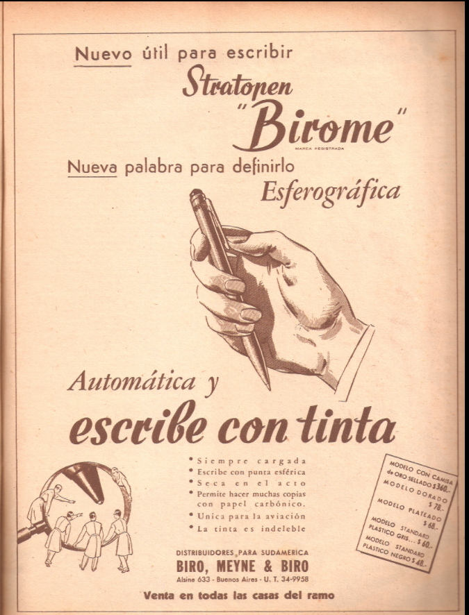  Birome's advertising in Argentine magazine Leoplán, 1945