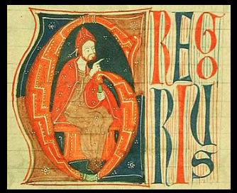 Historiated initial containing a portrait of Pope Gregory IX