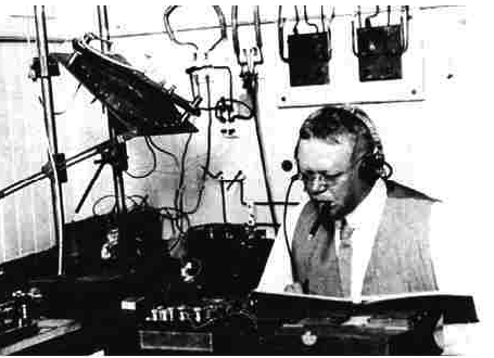 Reginald Fessenden in his radio broadcast studio