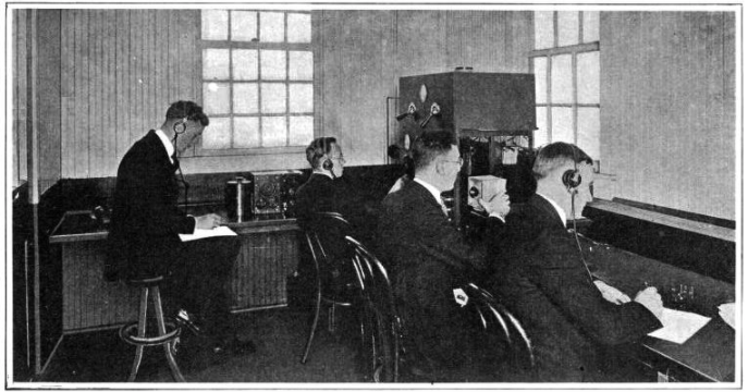 Photograph of the 9th floor KDKA transmission room. c. 1921
