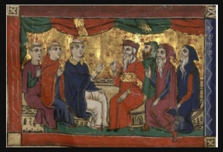 St. Athanasius at the Council of Nicea. 13th century miniature.