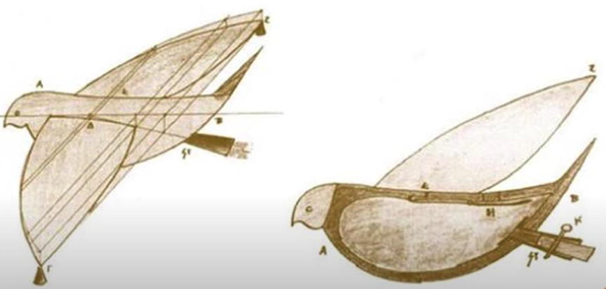 Drawing of how Archytas's flying wooden automaton might have looked