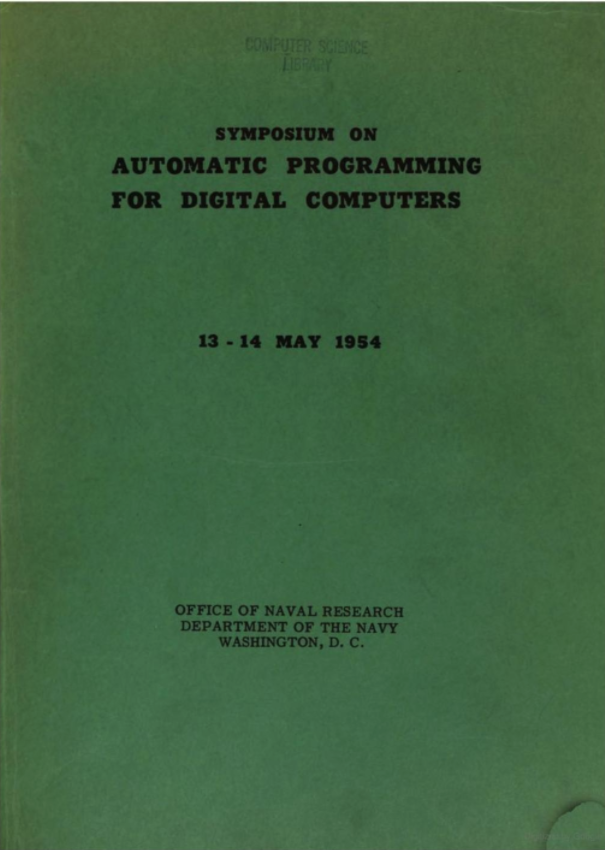 Cover of the first Symposium on Automatic Programming for Digital Computers