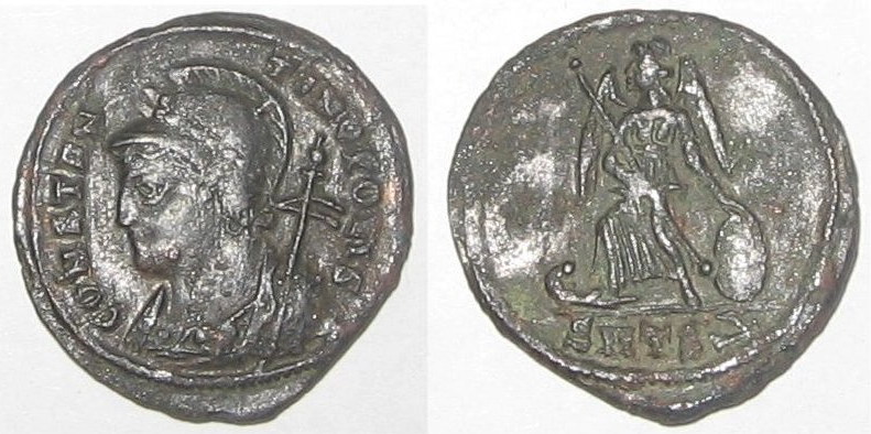Coin struck by Constantine I to commemorate the founding of Constantinople.