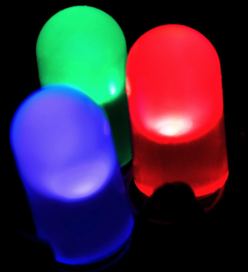 photo of Red, blue and green LEDS