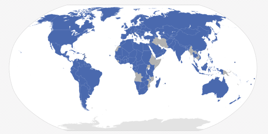 Map of Countries that were signatories to the Berne Convention.