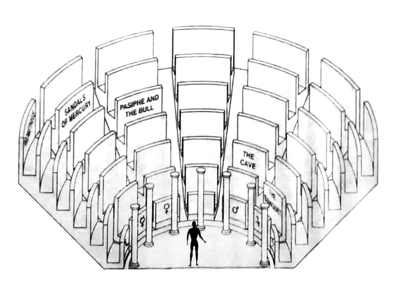 A rendering of Camillo's memory theater by Stanford Visual Arts Services.