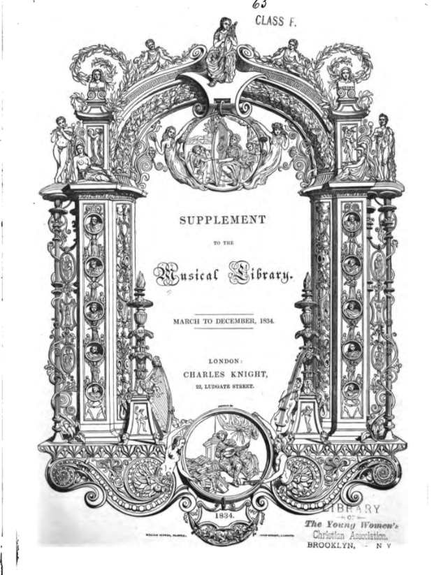 Title page of the Supplement to the Musical Library (1834)