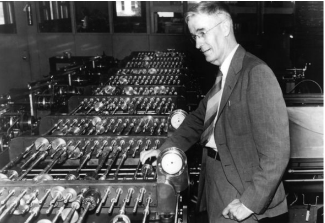 Vannevar Bush with his differential analyzer.