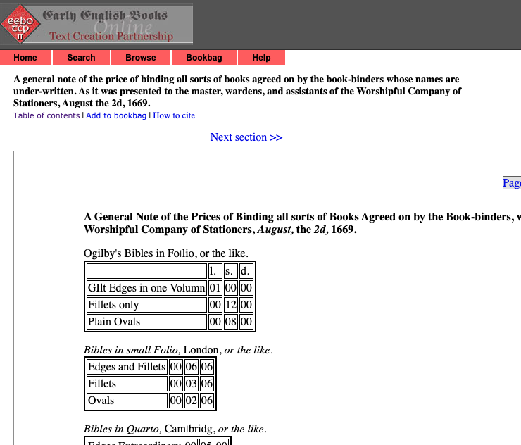 Prices of Bookbindings Set by the Worshipful Company of Stationers History of Information
