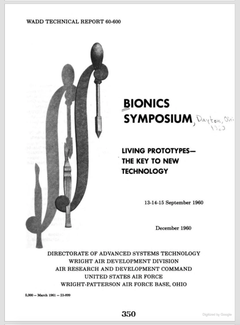 Title page of Bionics Symposium: Living Prototypes