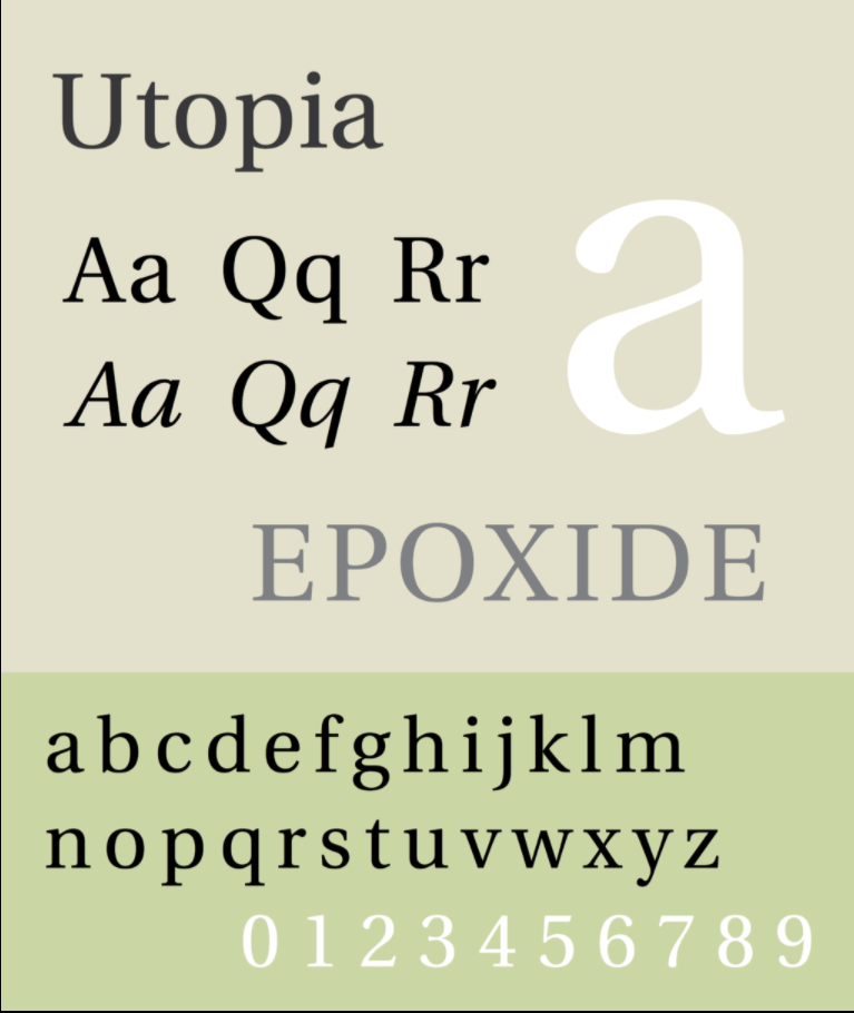 Specimen of Utopia typeface