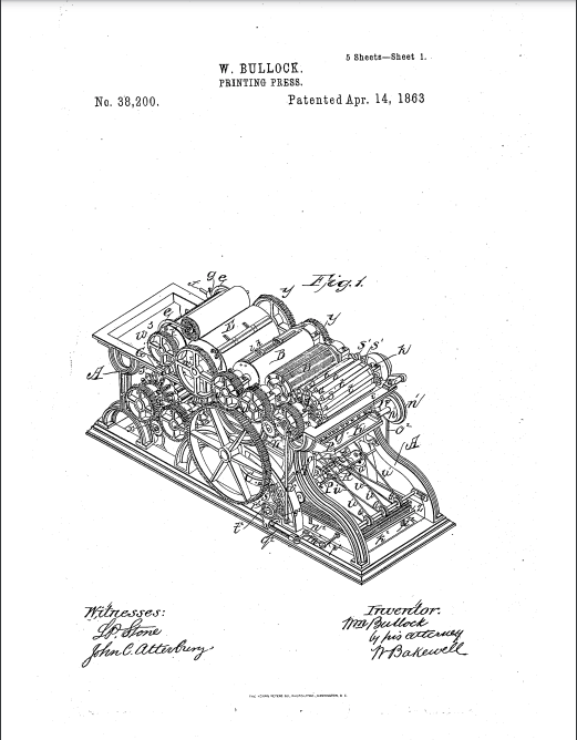 William Bullock's web press from his patent.