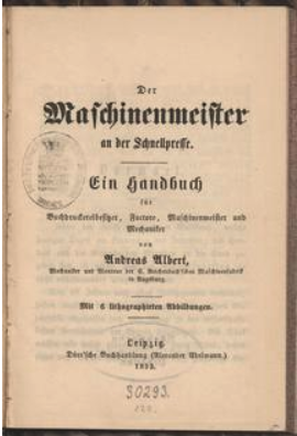 Title page of Andreas Albert's book on operating printing machines
