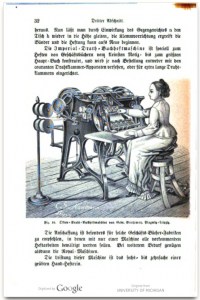 A wire-stitching machine as illustrated in the third edition (1882) of Brade's book.