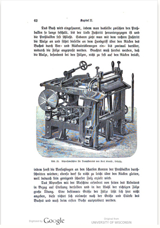 Steam-powered pressing machine illustrated in the 4th edition (1904) of Brade's book
